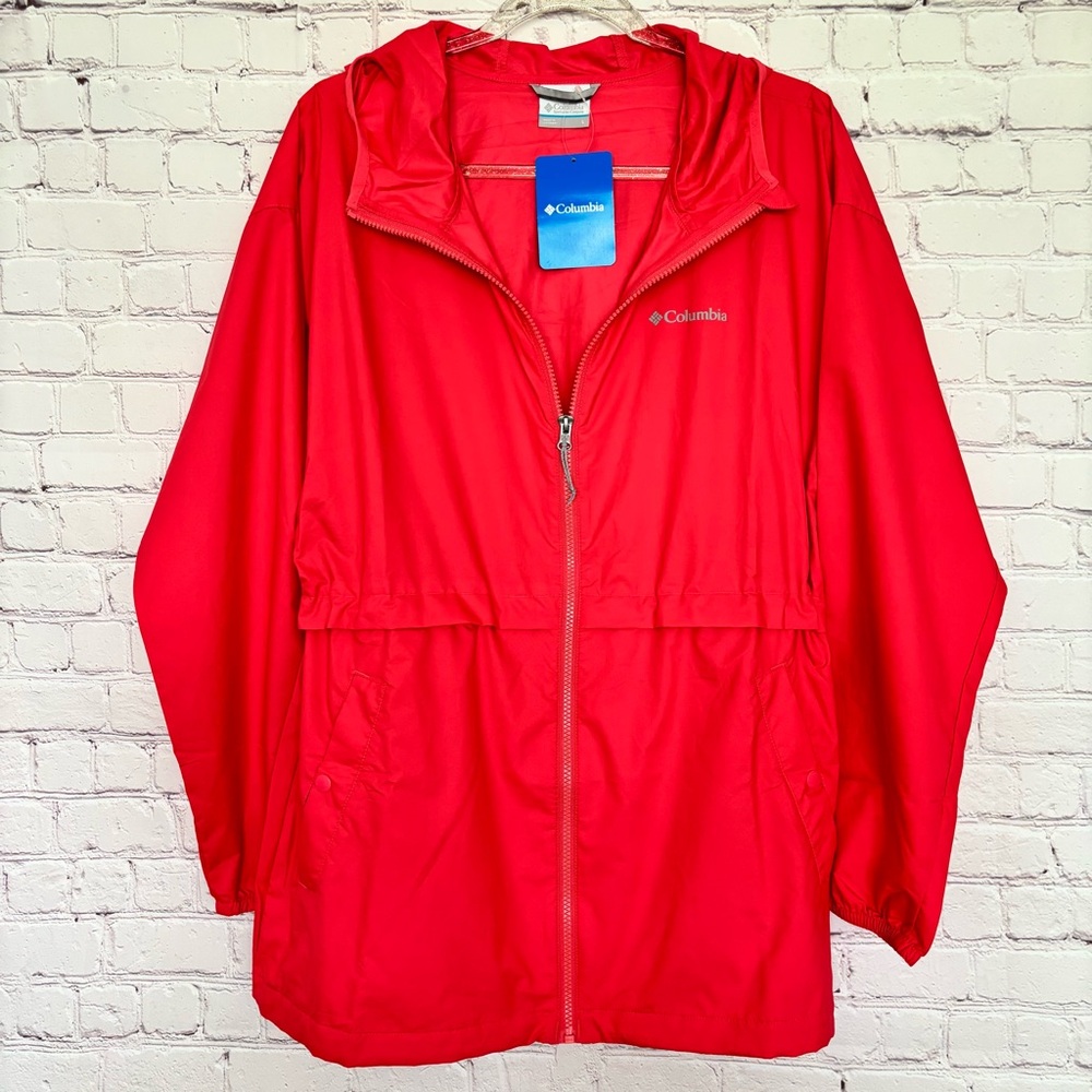 COLUMBIA Red Hooded Long Sleeve Cold Springs Ridge EXS Windbreaker--L